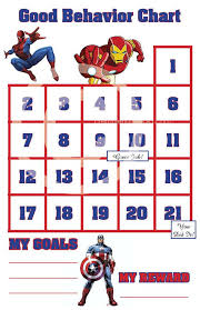 Good Behavior Avengers Sticker Chart Spiderman Ironman