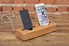 wooden iphone dock double