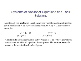 Systems Of Nar Equations And