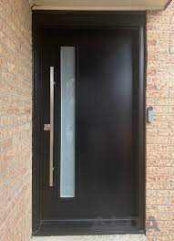 Modern Black Front Door With Frosted