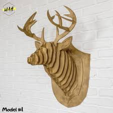 wooden deer head wooden animal wall
