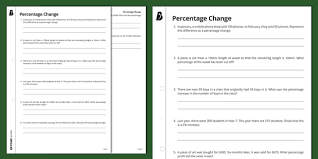 Percentage Change Worksheet Ks3 Maths
