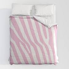 baby pink zebra stripes comforter by