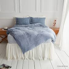 linen bedding set in blue jean