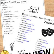 dramatic elements worksheets crossword