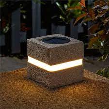 Granite Stone Effect Cube Light Bollard Led