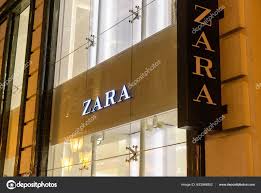 low angle night shot zara clothing logo