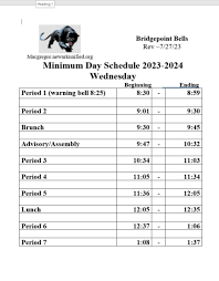 bell schedule bridgepoint high