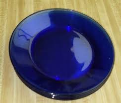 Vintage Cobalt Blue Glass Salad Plates