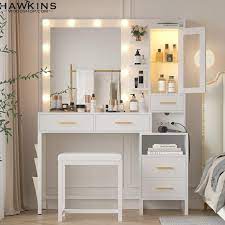 bedroom vanity mirror with lights desk