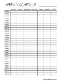 7 day weekly schedule template free