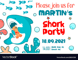 Invitation Childrens Holiday Cute Shark Sea Fish