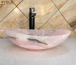 Supply Pink Onyx Oval Bathroom Vessel