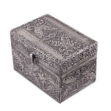 novica leaf and tree br jewelry box metallic persian paradise