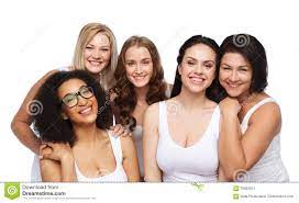Gruppe Glückliche Verschiedene Frauen in Der Weißen Unterwäsche Stockfoto -  Bild von amerikanisch, freunde: 70893074