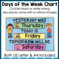 The number of weeks i. Days Of The Week Chart By Kindergarten Matters Tpt