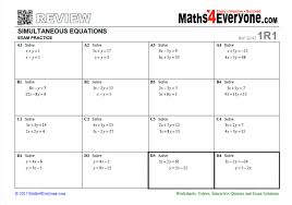 simultaneous equations worksheets