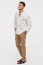 Is there a better feeling than putting one of these on? Regular Fit Henley Shirt White Men H M Us Mens Outfits White Shirt Men White Shirt Outfits