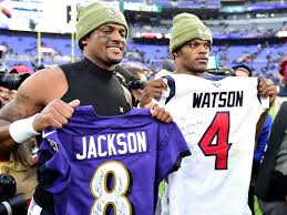 אתה נמצא במקום הנכון עבור clemson deshaun watson purple. Texans Qb Deshaun Watson Gives Ravens Lamar Jackson Mvp Jersey Sports Illustrated