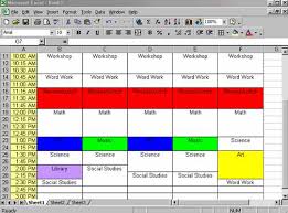 Creating A Class Schedule Using Excel