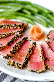 light seared tuna steak with oriental