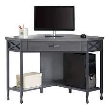 , orders shipped to wa, tas, nt and regional areas may have shipping corner desk with bookshelf brown & white designed with a 360 degree rotatable side shelf; Leick Home Corner Computer Writing Desk In Smoke Grey Bed Bath Beyond