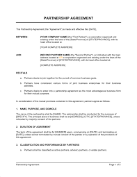 Partnership Agreement Form Template Word Pdf By