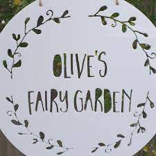 personalised fairy garden wreath sign