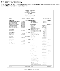 Cash Flow Summary In Tally Erp 9 Sample Report Www