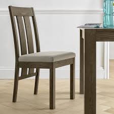Solid wood dark oak dining chairs, set of 2. Turin Dark Oak Slatted Dining Chair Upholstered A Pair