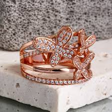 925 silver rose gold plated shining cz