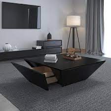 Modern Black Wood Coffee Table With