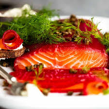 beetroot cured salmon gin or vodka