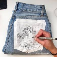 These fun do it yourself jeans makeovers show you how to create awesome new fashions out of your jeans to create something no one else has, but all will envy. How To Paint On Jeans 5 Steps With Pictures Kessler Ramirez Art Travel Painted Jeans Art Clothes Diy Clothes