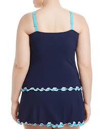 Profile By Gottex Plus Size Ruffled Side Slit Swim Skirt Womens Swimsuit In Blue Navy