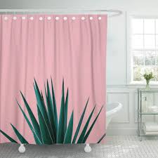 Us 17 28 42 Off Shower Curtain Colorful Beautiful Plant On Pink Tropical Greens Minimal Design Beauty Bloom Candy Bathroom In Shower Curtains From
