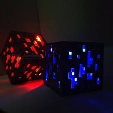 New Minecraft Light Up Led Toy Redstone Diamond Ore Square Night Light Led Figure Toy For Kids Gifts Blue Dx Com Imall Com