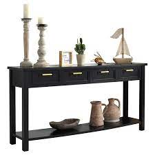 wood entryway console table