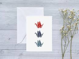 Four handmade folded note cards (blank) & lined envelopes, set of 4. Origami Cranes Greeting Card Folded Blank Card For All Etsy