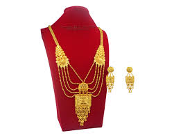 gold plated long necklace rani haar