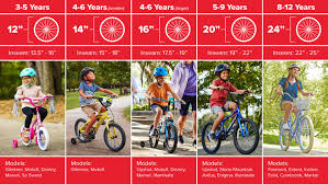 kids bike size chart by height and age