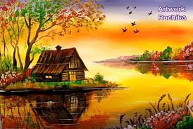Beautiful River Scenery Painting Easy