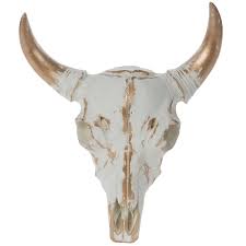 White Gold Cow Skull Wall Decor