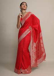 designer red sarees for karva chauth