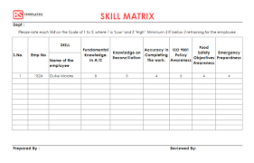 Employee Skill Matrix Chart