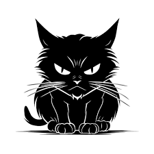 angry faced black cat clipart