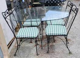 Wrought Iron Glass Top Patio Set