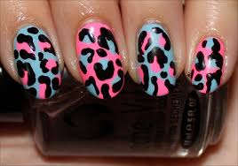 nail art tutorial pink blue leopard