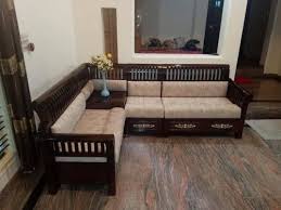 5 Seater Wooden Rose Wood L Sofa