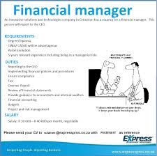 Listing websites about financial manager job requirements. Financial Manager Position Has Opened Please Apply If You Meet The Minimum Requirements Express Jobs Manager Position How To Apply Management